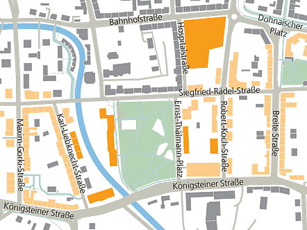 Ausbau und Potential des Fernwärmenetzes in Pirna Kartenausschnitt mit bestehendem und potentiellem Fernwärmenetz im Quartier