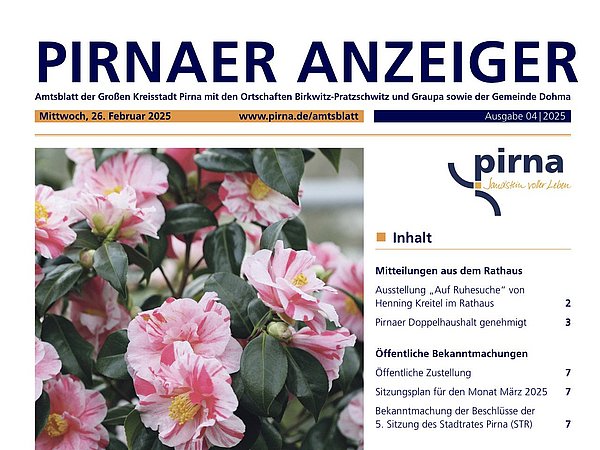 Titelblatt Pirnaer Anzeiger 04/25 vom 26. Februar 2025