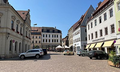 Marktplatz Pirna – Parkflächen Blickrichtung Ecke Marktgasse