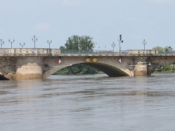 Hochwasser Stadtbrücke Pirnas Stadtbrücke im Hochwasser