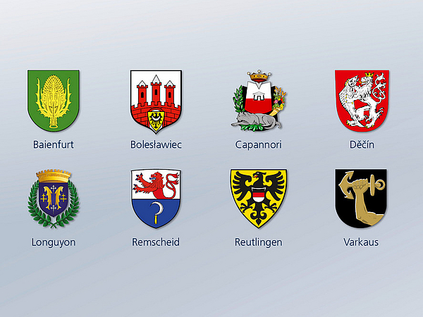 Wappen Partnerstädte Die Wappen von Pirnas Partnerstädten im Inland und Ausland