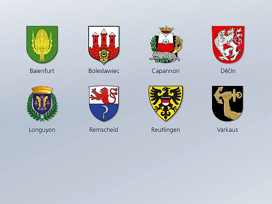 Wappen Partnerstädte Die Wappen von Pirnas Partnerstädten im Inland und Ausland