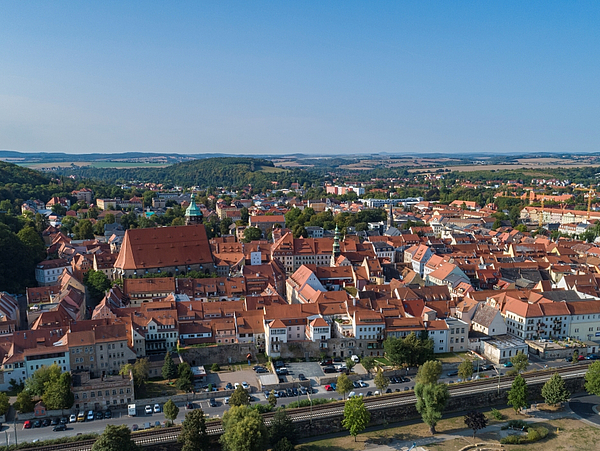Stadtportrait, Ortsteile, Luftaufnahme von Pirnas Altstadt