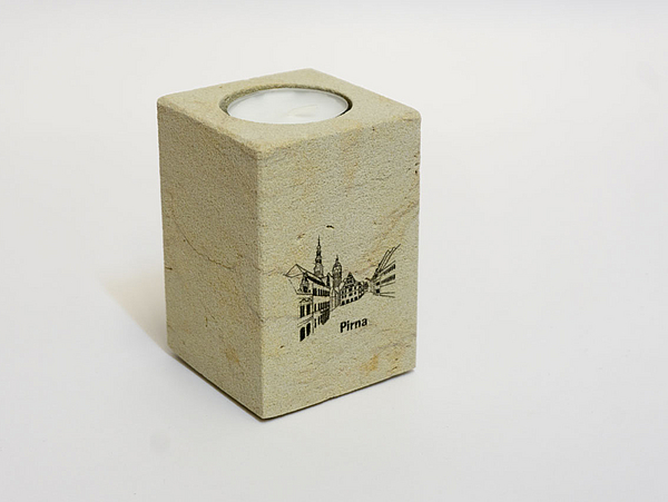 Sandstein Teelicht mit Pirnamotiv